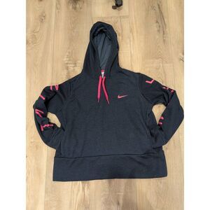 Nike Girls Hoodie Youth L Navy Pink Super Soft Pullover Rayon Blend Logo